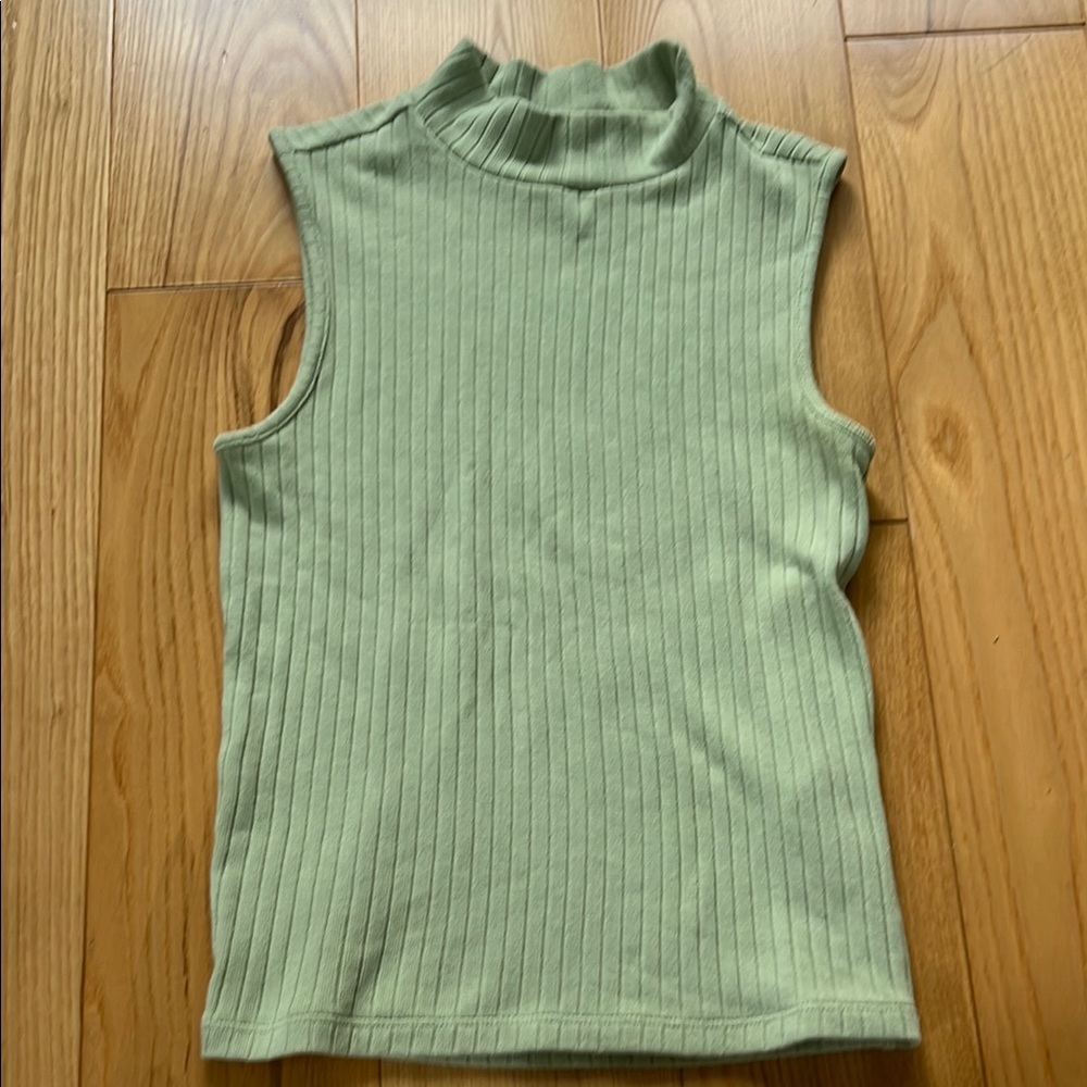 Sleeveless Ribbed Green tank